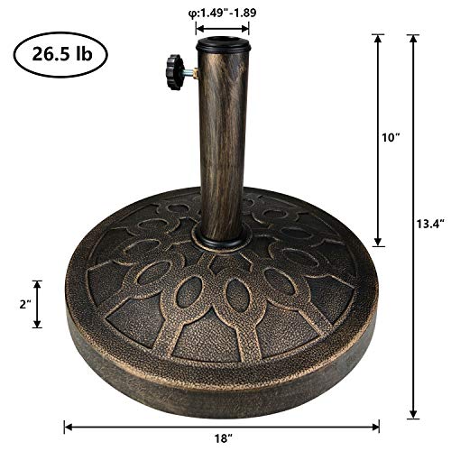 ALLADINBOX 18\" 26.5-lbs Outdoor Living Heavy Duty Round Antiqued Patio Umbrella Base,Bronze