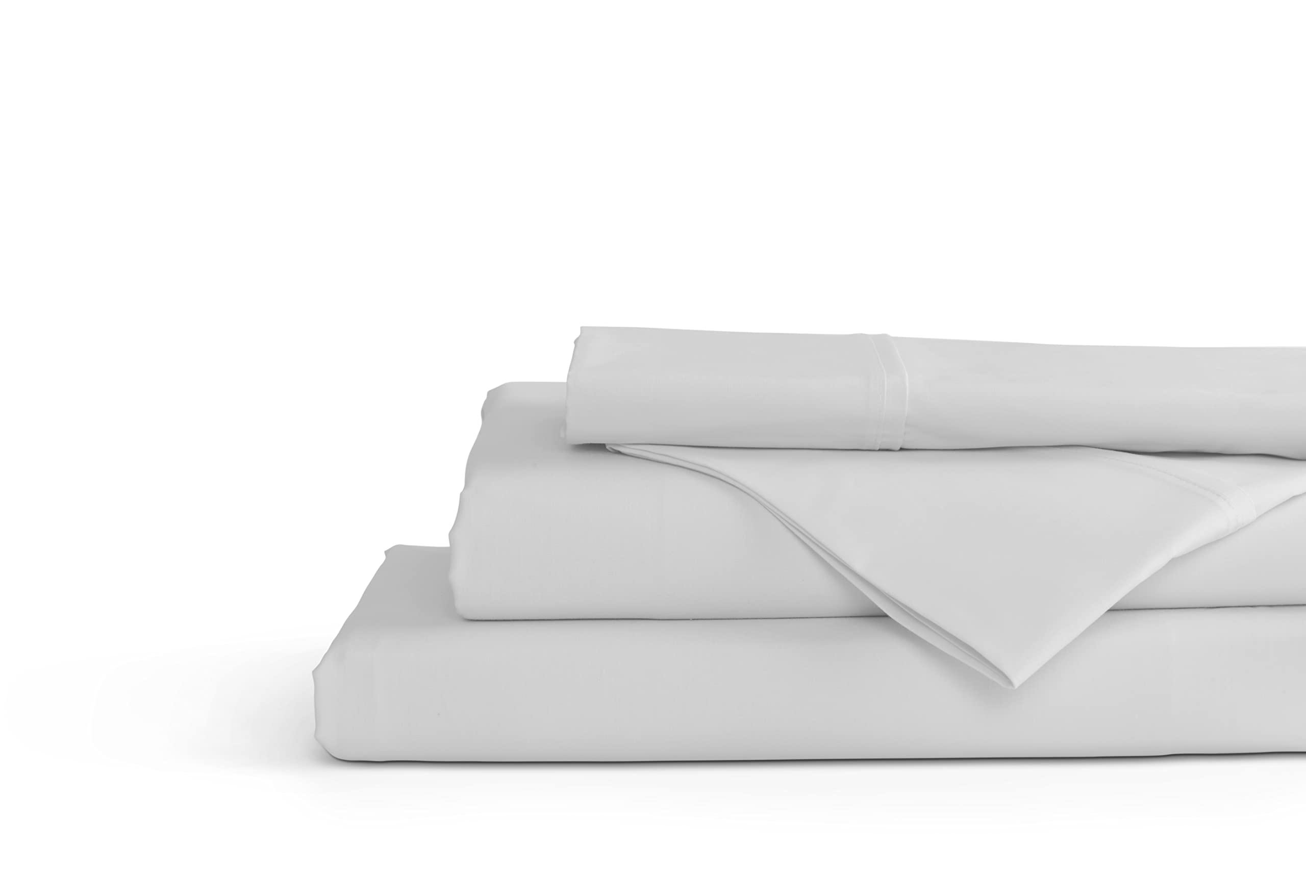 Linen Home100% Cotton Percale Sheets Queen Size, Dove Grey, Deep Pocket, 4 Pieces Set - 1 Flat, 1 Deep Pocket Fitted Sheet and 2 Pillowcases, Crisp Cool and Strong Bed LinenOEKO-TEX STANDARD 100