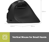 DeLUX M618MINI Ergonomikus Vezeték Nélküli Egér - Újratölthető Vertikális Egér Kis Kezekhez, 6 Gomb, 4000 DPI, Bluetooth 5.2/2.4G Kettős Mód 7