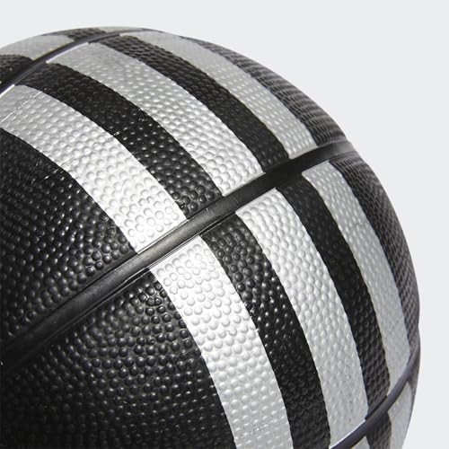 Image of adidas Unisex 3-Stripes Rubber Mini Basketball, Black /Silver Metallic, 3