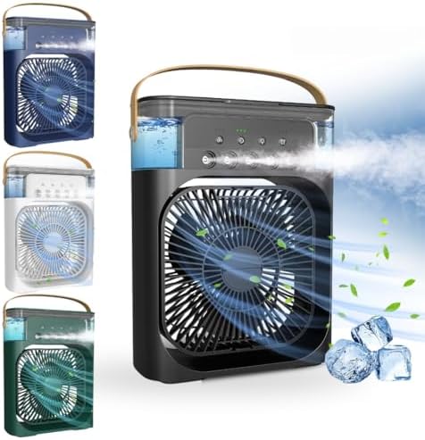 Ventilador Umidificador Portátil de Mesa | Cor Preta, 3 Velocidad...