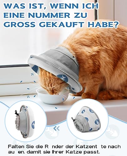 Supet Halskrause Katze,Einstellbarer Halskrause Katze Halsband,Wiederherstellung Halsband Weich Kragen Cone Nach Operation und Verletzungen für Welpen, Kleine Hunde und Katzen (Grau,M-)