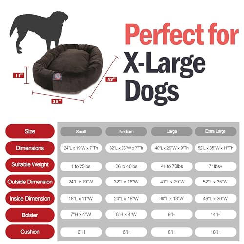 Image of Majestic Pet 52 Inch Micro Velvet Calming Dog Bed Washable - Cozy Soft Round Dog Bed with Spine for Head Support - Fluffy Donut Puppy Mat 52x35x11 (inch) X- Large - Storm (2025)