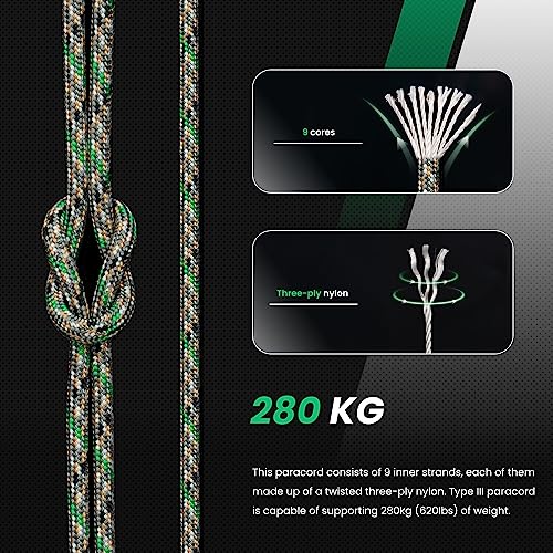 Abma Cord Paracord 620 lbs 4mm 9 Strands 100% Nylon 30M - Owl, Military-owl, 30 Meters - Image 3