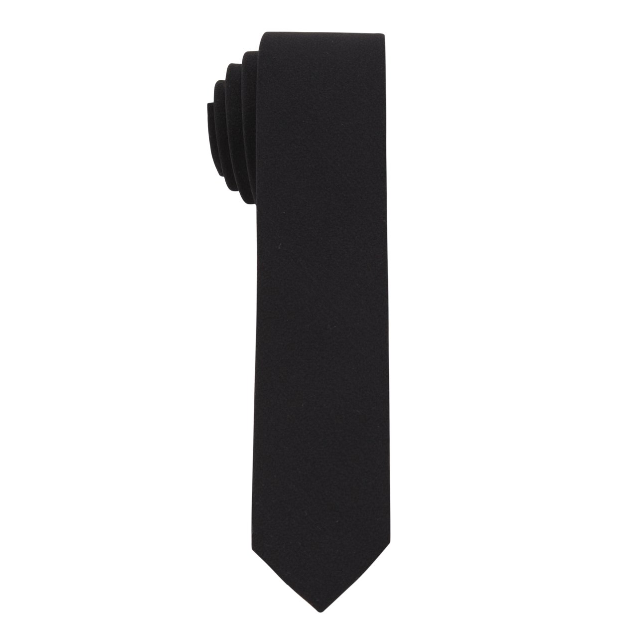 Mens Solid Black Slim Skinny Tie Modern 2.5 Inches 6 Centimeters By Azar Man
