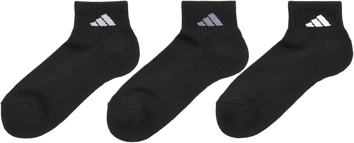 ソックス【adidas(アディダス)】ショート丈ソックス 3足組 底パイル ワンポイント 福助メンズ