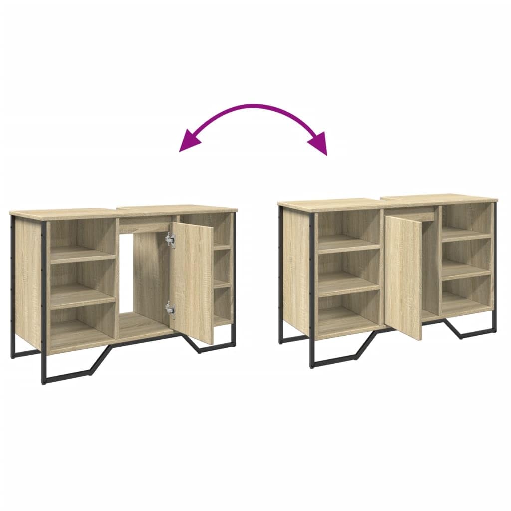 Armario Lavabo baño Madera ingeniería Roble Sonoma 91x35x60 cm, Mobiliario Conjuntos de Muebles Muebles de baño, Roble Sonoma, 22.85kg