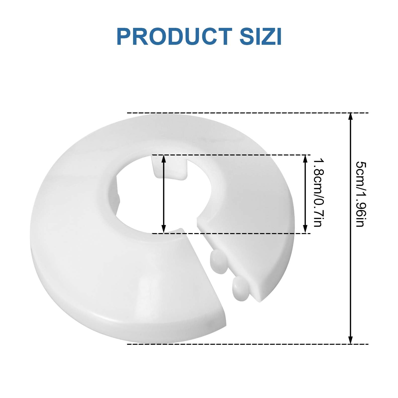 White Plastic Pipe Collars,Pipe Decoration Cover,6/10pcs Strong White Plastic Pipe Covers,Radiator Floor Pipe Cover Decoration,Heating Pipe Covers Sleeve for 15 Mm Diameter Pipe (10) - Image 2