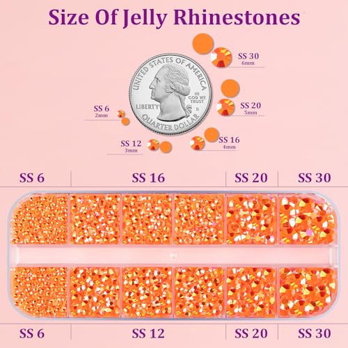 Image of Resin Jelly Rhinestones for Crafting with B7000 Jewelry Glue, 1 Box Orange AB Flatback Crystal with 3Pcs 10ml Glue, Bedazzling Non Hotfix Gems for DIY Tumblers Clothing Shoes Manicure