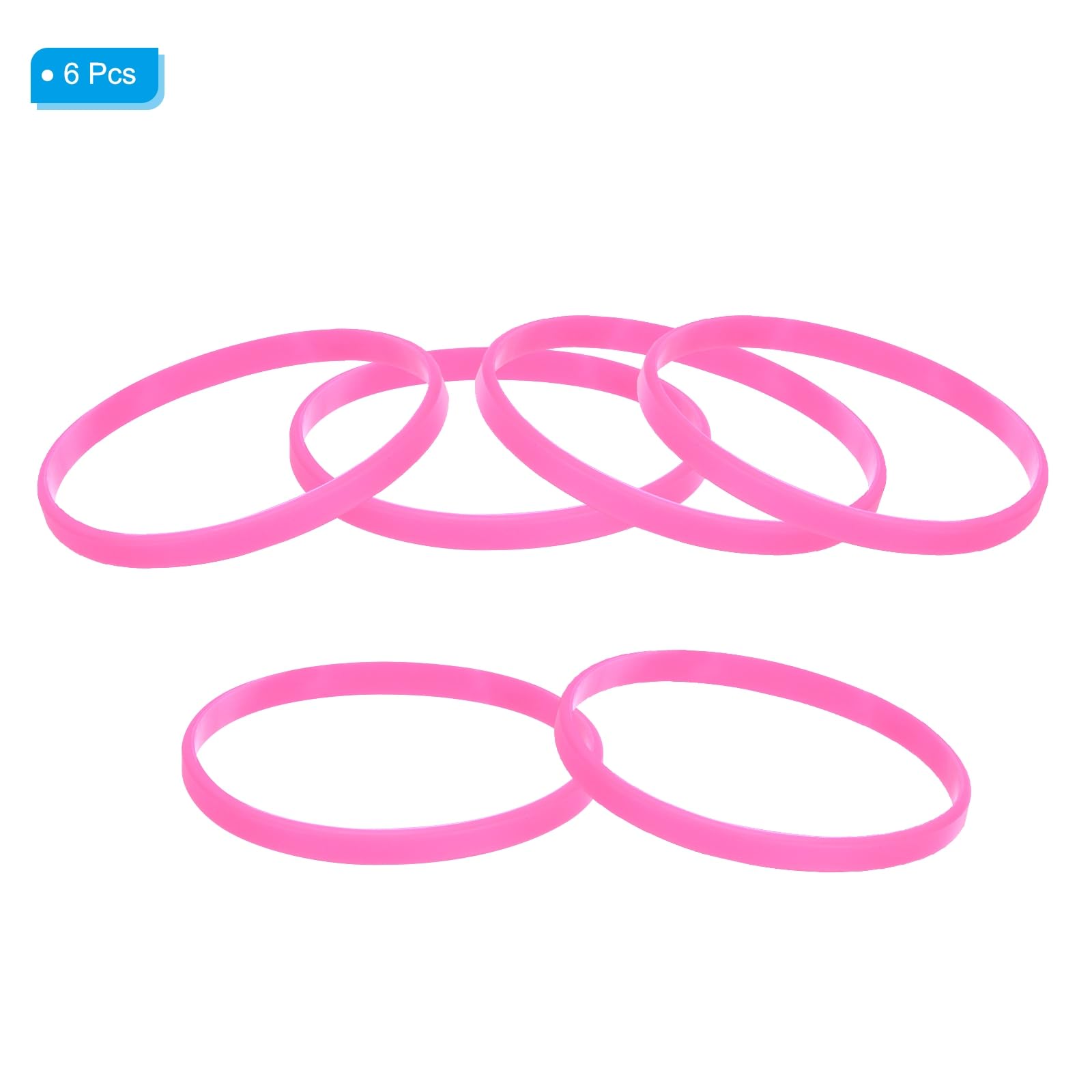 PATIKIL Silicone Bracciali, 6pz Colorati Gomma Bracciali bianco Elastici Sport Fasce per Adulti Adolescenti Sport Squadra Giochi, Rosa