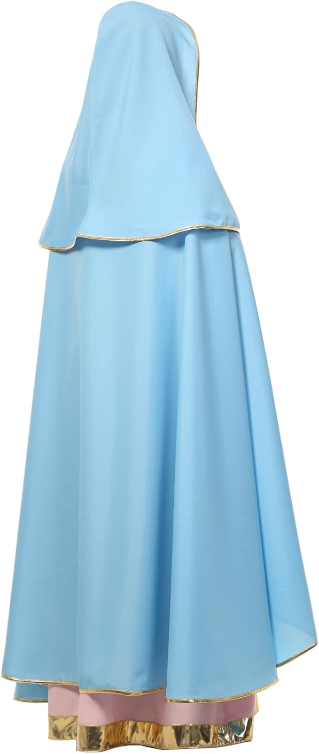 Virgin Mary Costume for Women Adult Halo Biblical Nativity Outfit Christmas Pageant Dress - Image 3