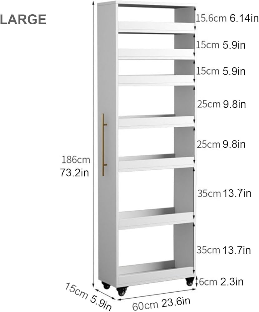 Carrito rodante para almacenamiento de cocina, estante delgado de despensa con asa y ruedas, organizador de especias de madera para espacios pequeños, perfecto junto al refrigerador, acabado negro