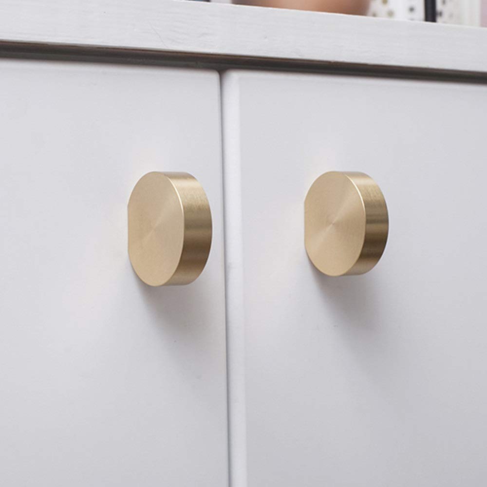 Vintage Handle Cupboard Door Cabinet 2x Nordic Minimalist Modern Simplicity Solid Brass Flat Knobs, Golden Cabinet Knobs, Cupboard Wardrobe Kitchen Cabinet Knobs Handles Drawer Furniture Antique Handl