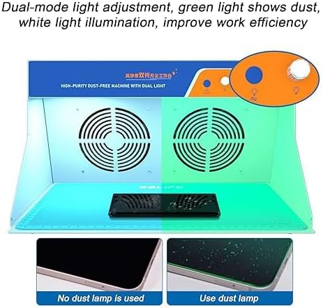 Vertical Laminar Flow Hood, Clean Bench for Mobile Phone Repair, Double Fan Workstation, Adjustable Light Brightness