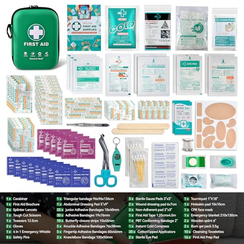 General Medi First Aid Kit - 170 Pieces Hard Case and Lightweight - Includes Instant Cold Pack,Emergency Blanket for Travel, Home, Office, Vehicle, Camping, Workplace & Outdoor (Green) - Image 3