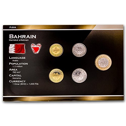 Bahrain (Arabia) 5 Coins Set: 5, 10, 25, 50, 100 Fils 2002 - 2015 UNC