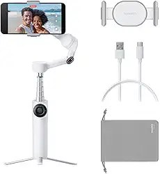 Insta360 Flow 2 Gimbal branco para smartphone - estabilizador dobrável com IA para telefone, rastreamento multipessoa, tripé/selfie stick, controlo remoto, gimbal para iPhone/Android, viagens e vlog