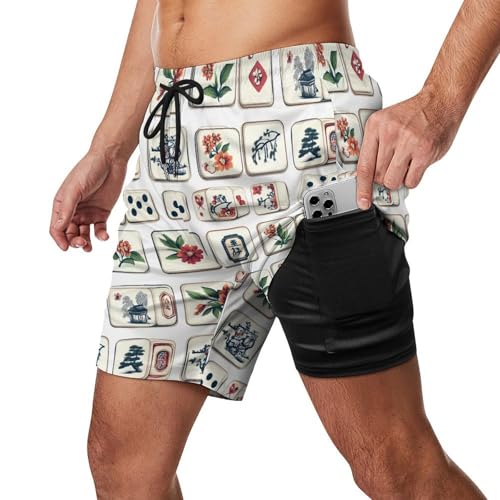 Chinese Mahjong Mens Swim Trunks with Quick-Drying Lining Beach Shorts for Outdoor Sports2