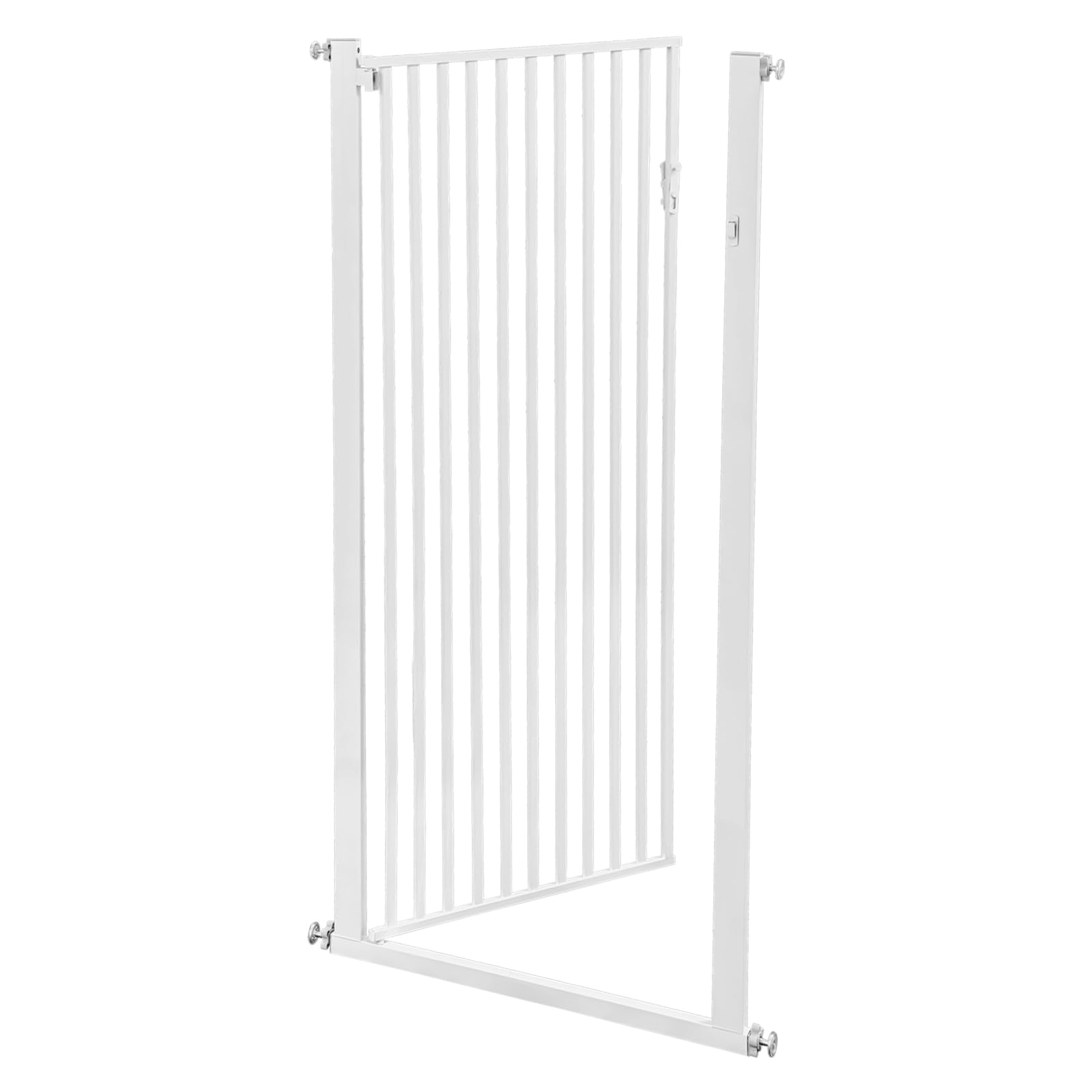Barrera de seguridad para escaleras para niños, rejilla de puerta de 150 cm para gatos, rejilla de puerta sin perforación para bebés, gatos y perros | Ancho: 90-97 cm | Gira a ambos lados (270°