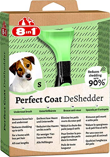 8in1 Coat DeShedder S - Unterfellbürste für kleine Hunde, für Kurzhaar und Langhaar geeignete Hunde-Bürste zur Entfernung der Unterwolle, grün