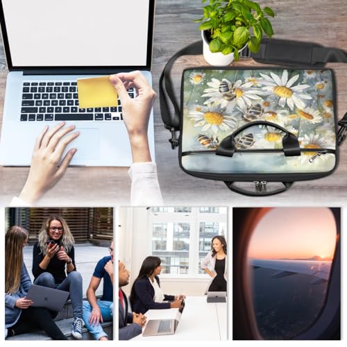 Bolsa para portátil con diseño de flores acuarela y abejas 15 pulg miniatura 6