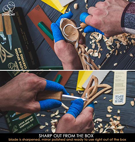 beavercraft wood spoon carving kit for beginners diy04 - whittling set includes spoon carving tools sloyd whittling knife hook knife basswood blank - woodworking hobby kit for adults amp kids