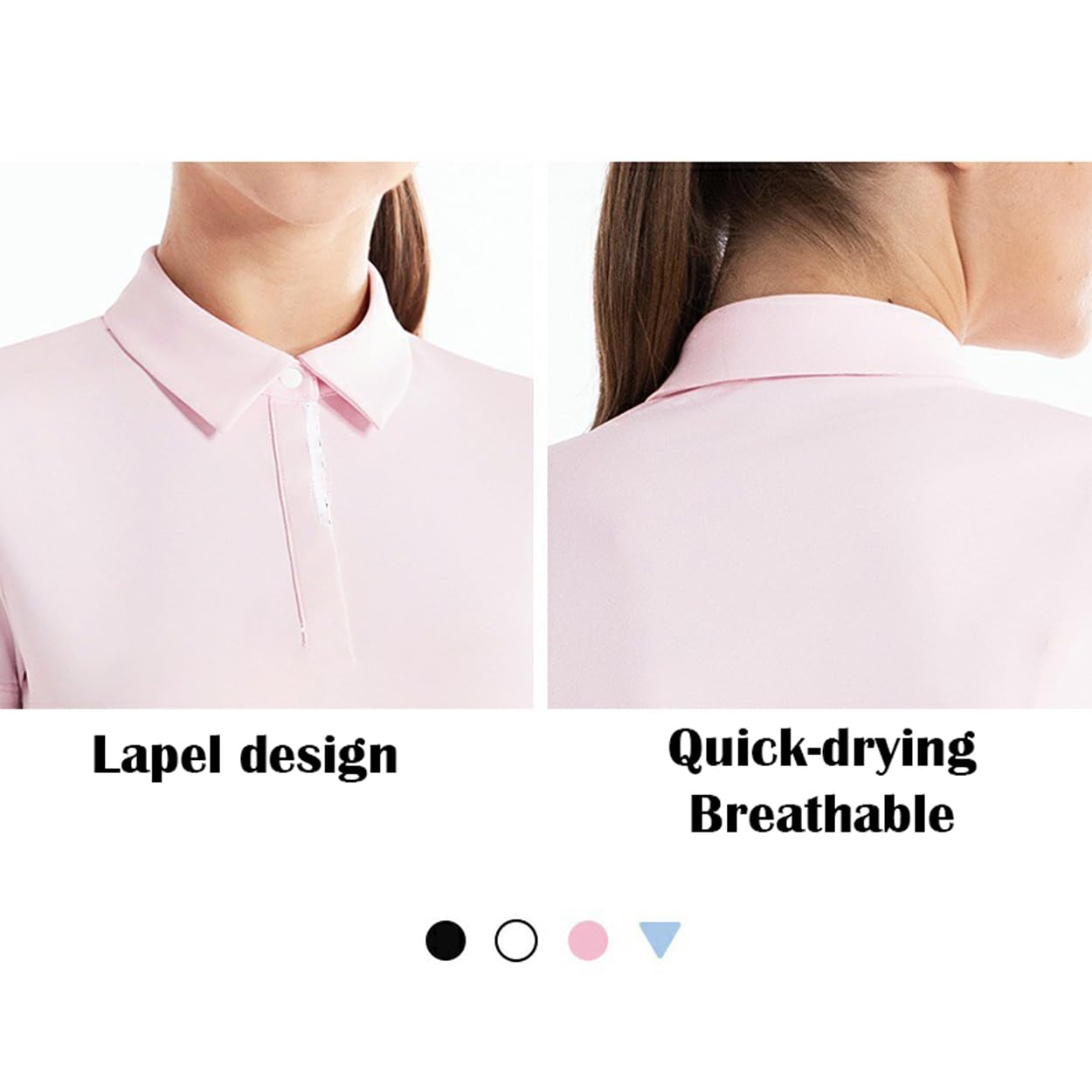 LANGWEI Polo da Golf da Donna Estiva Ad Asciugatura Rapida con Risvolto Sottile A Maniche Corte Maglietta Sportiva Casual