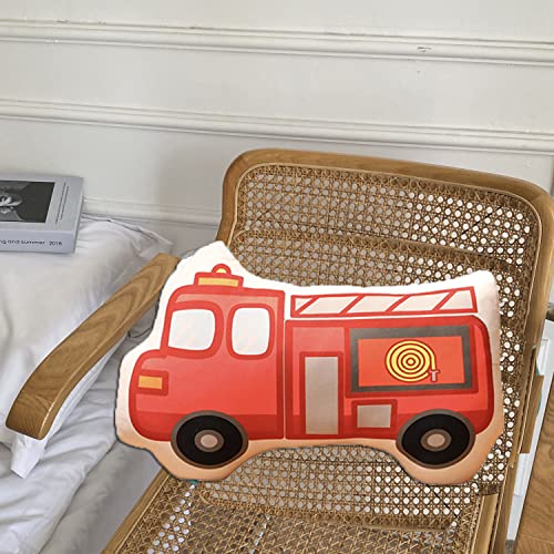 AIPoGn 3D Fire Truck Plush Pillow 19.6 inch Throw Pillow Cushion Stuffed Vehicle Trucks Squishy Plush Toy Sofa Couch Bedroom Décor