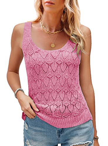 Image of Womens Sleeveless Tank Tops Summer Knit Sweater Vest Casual Cami Shirts Tops