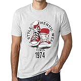 uomo maglietta stile autentico dal 1974 – authentic style since 1974 – 50 anni idea regalo 50° compleanno t-shirt anniversario stampa grafica vintage anno 1974 novità bianco chiazzato m