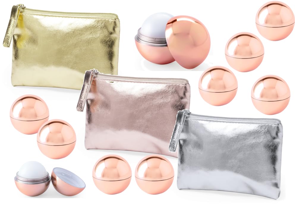 ESKIROLES Monederos (50 Unidades) y Bálsamo Labial Esfera (50 Unidades) Colores Metalizados Detalle Bodas Bautizo Comunión Lote 100 u. Colores Variados (MONEDEROS Multicolor)