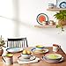 Tequila Sunrise 16-Piece Boho Ceramic Dinnerware Set – Vibrant Multicolor Plates, Bowls & Mugs for 4 – Bold Microwave & Dishwasher Safe Fiesta-Inspired Tableware for Everyday Dining