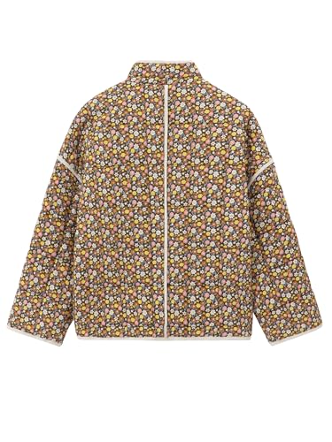 Muchpow Quilted Puffer Jacket for women Floral Printed Lightweight Cropped Button Down Outerwear with Pockets2