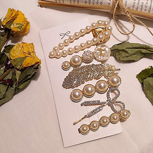 ANNACREATIONS Korean Style Pearl Metal Hair clips, Plastic Pearl Barrettes Hairpin for Women & Girls(White) 6 count (Pack of 1) - Image 5