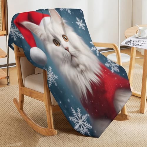 Plaid doux et chaud chat de noël, couvre-lit facile à nettoyer
