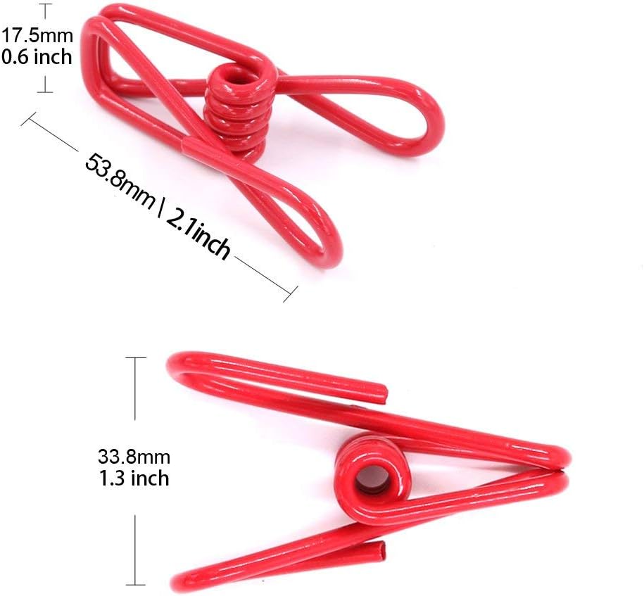 30 Pcs 2 Inch Red Chip Clips, PVC Coated High Elasticity Strength Clothes Pins, Food and Bag Clips