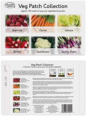 Pronto Seed Vegetable Herb Seeds Grow Your Own Kit Gardening Gift for Women and Men Bumper Pack (24 Varieties with Over 1700 Seeds) Salad Mix, Spicy Mix, Peas & Beans Mix & Vegetable Mix
