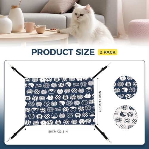 Image of Admaison Cat Hammock for Cage Hanging Reversible 2Pack,Pet Hammock Bed Adjustable,Soft Sleeping Hammock for Cats,Ferret,Puppy,Rabbits,Small Animals (L, CAT)