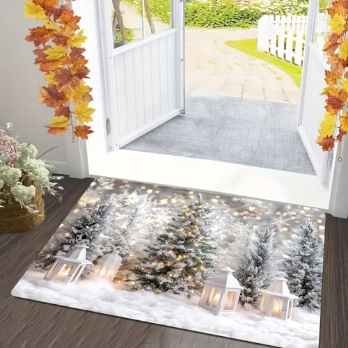Alfombra dormitorio suave de copos de nieve 70x100cm con base antideslizante de pasillo 2
