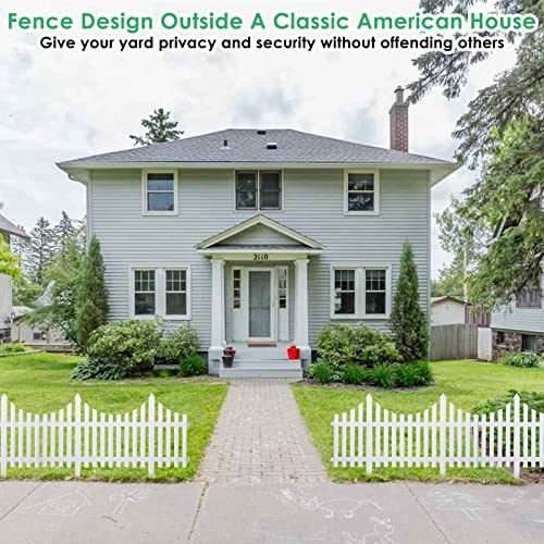 Finderomend 12PCS Garden Plastic Fence Pickets Indoor Outdoor Protective Guard Edging Decor‘’White Plastic Fence Garden Picket Fence-Each Panel Size 31.5\"x 19.7” - Thumbnail 5