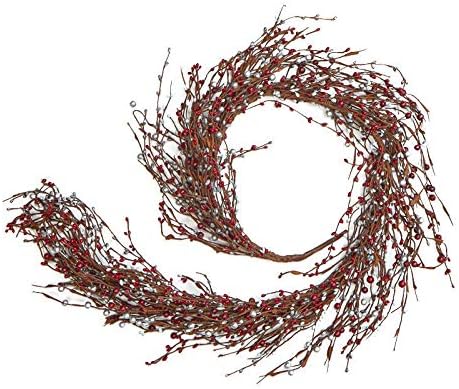 Christmas Silver Gray and Mixed Red Pip Berry Garland – Holiday Rustic Berries, Farmhouse Home Decor for Table Arrangements, Fireplace Mantel and Centerpiece Decorations (56" L)