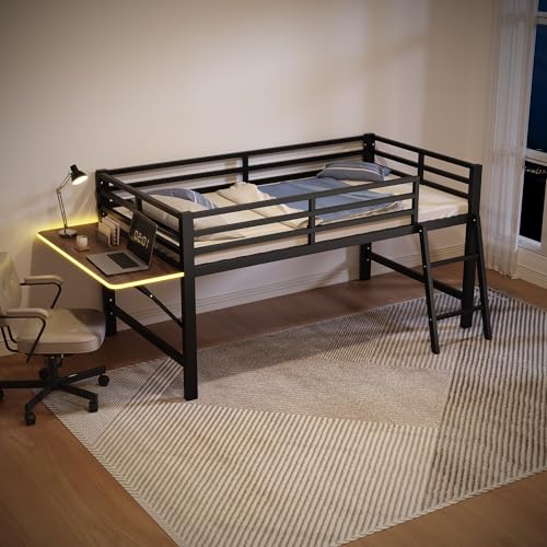 Kinderbett Halbhohes Bett Metallbett 90x200 cm, Etagenbett...
