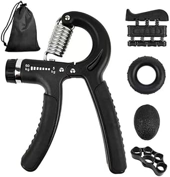 Hand Grip Strengthener Kit, Hand Grip Strength Trainer Adjustable Resistance 11-132 Lbs Forearm Finger Gym Exerciser, Hand Gripper, Stretcher, Grip Ring, Grip Strength Ball, Hand Exercise Devide for Athletes Muscle Building 5 Pack