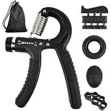 Hand Grip Strengthener Kit, Hand Grip Strength Trainer Adjustable Resistance 11-132 Lbs Forearm Finger Gym Exerciser, Hand Gripper, Stretcher, Grip Ring, Grip Strength Ball, Hand Exercise Devide for Athletes Muscle Building 5 Pack