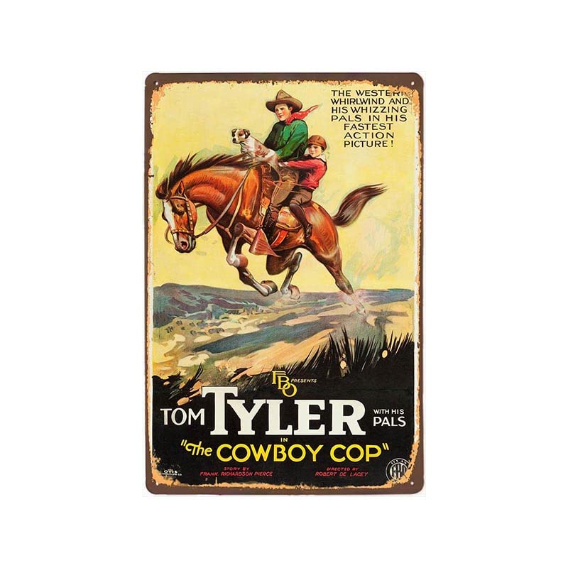 ABCDEFG Western Cowboy Retro Targa in metallo