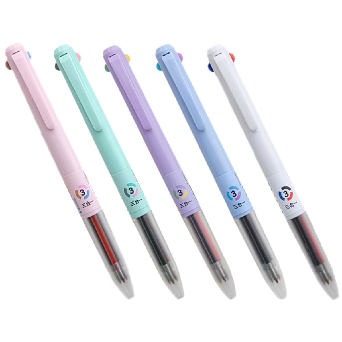 Bolígrafos de colores de 5 piezas con tres funciones en uno de plástico resistente 8