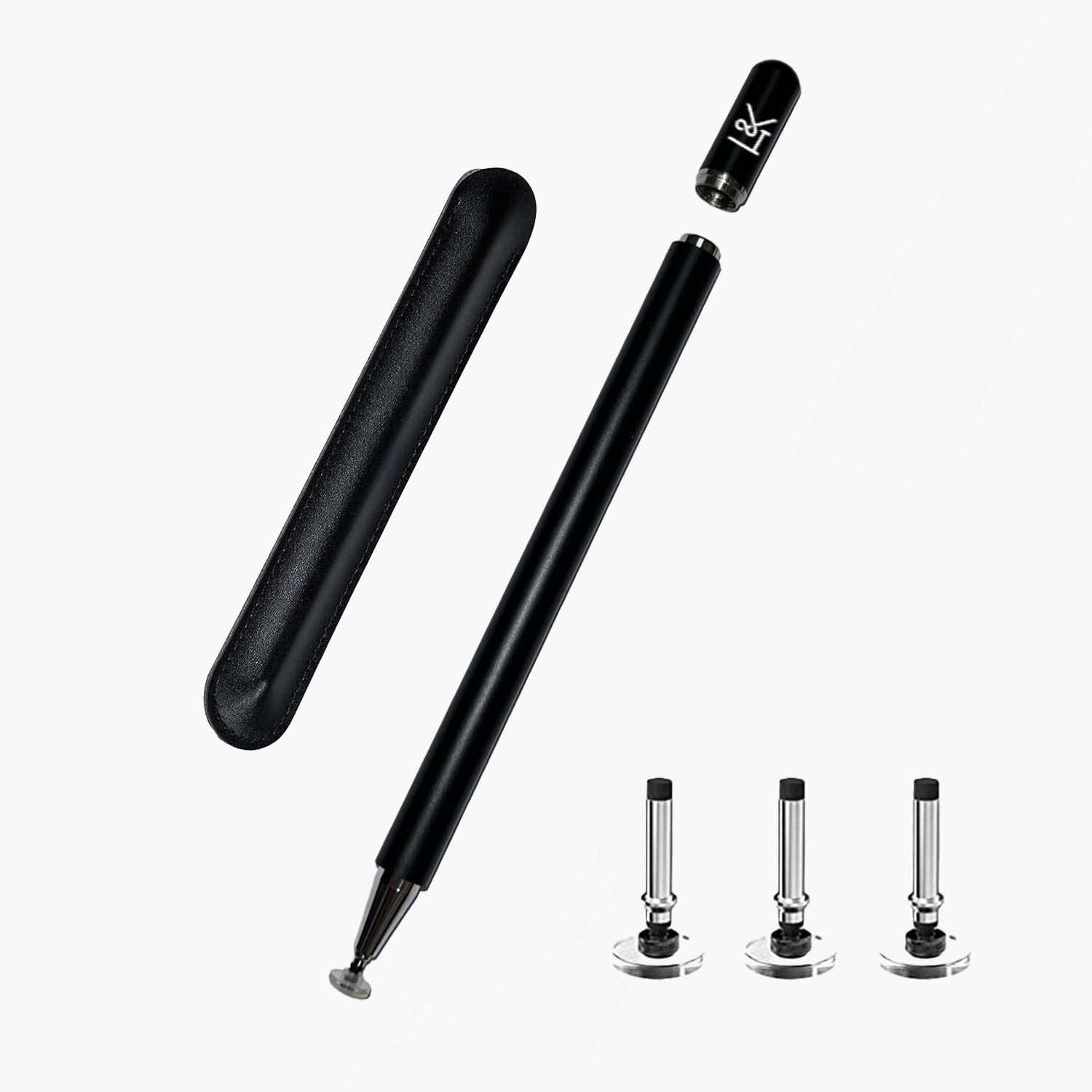 H&k Stylus Pen, Capacitive Disc Tip Pencil & Magnetic Cap Stylus Compatible with All Touch Screens, Touch Pens for iPad pro/iPad Air/Mini/iPod/iPhone/Samsung Galaxy tab/Smartphone/Tablet (Black)