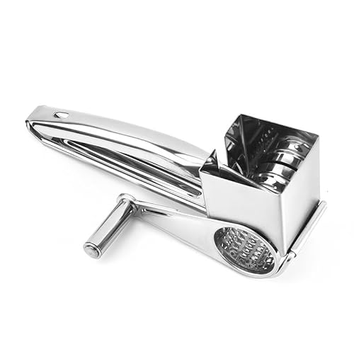 Mrxxjz Hand Crank Cheese Grater with Stainless Steel Drum | Ergonomic Rotary Grater & Shredder for Hard Cheeses, Vegetables & More - Easy-to-Use Handheld Kitchen Tool for Cooking and Food Prep