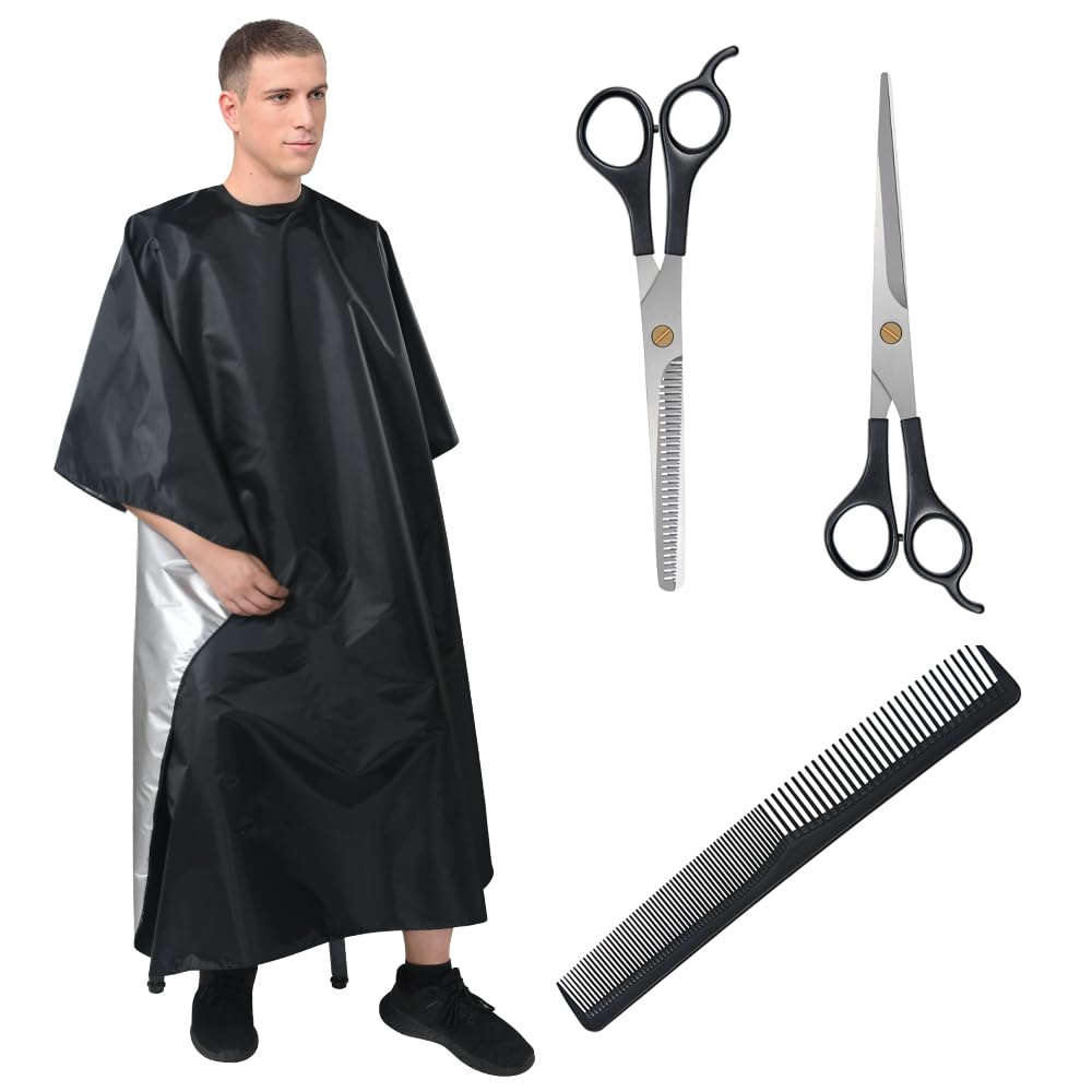 Beugo 4 Piezas Capas para Peluqueria Profesional Impermeable con Tijeras y Peine