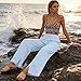 Linen Pants Women 2026 Fashion Wide Leg High Waisted Palazzo Pant Summer Casual Drawstring Beach Lounge Trousers（Sky Blue,XL）